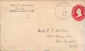 United States California Armada 1909 4a-bar  1895-1920  Postal Stationery Env...