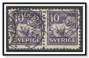 Sweden #128 Heraldic Lion Pair Used