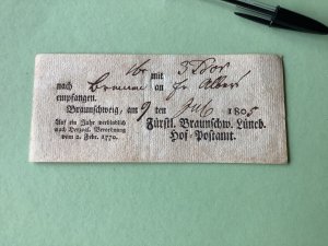 Germany Braunschweig  post office 1805 postal note Ref A1615
