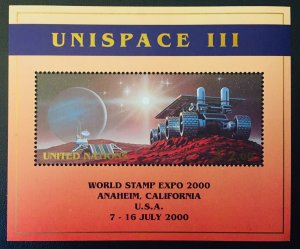 United Nations NY #763a Unispace III Souvenir Sheet with Overprint MNH