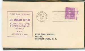 US 817EE 1941 Experimental electric-eye printing process.  12c Zachary Taylor (presidential/prexy series) single on an addressed