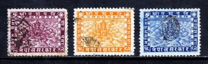 Nepal - Scott #41/43 - Used - Toning specks #31, crease UR cnr. #42 - SCV $12