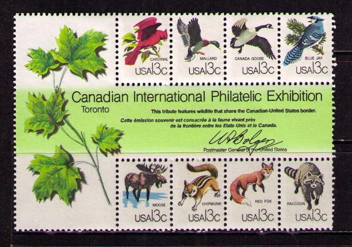 US Sc# 1757 MNH FVF Block8 Shared Canadian Border Animals