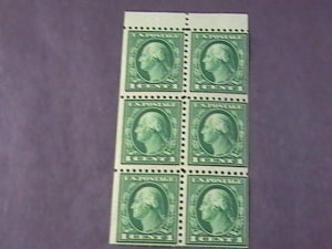 U.S.# 424d-MINT/HINGED-BOOKLET PANE OF 6--GREEN--WASHINGTON--1913(LOTb)