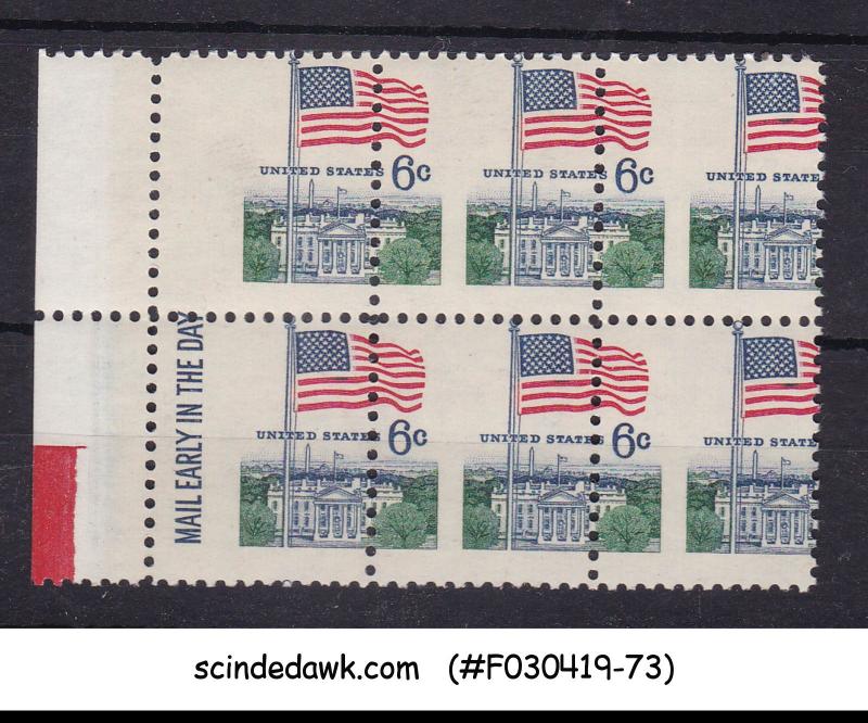 UNITED STATES USA - 1968 6c SCOTT#1338 BLK OF 6 - MNH ERROR MISPERF