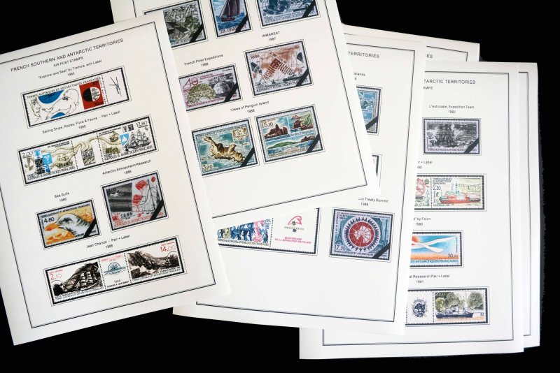 COLOR PRINTED TAAF: FRENCH ANTARCTICA 1955-2010 STAMP ALBUM PAGES (104 il.pages)