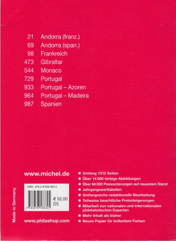 Michel Südwesteuropa 2009, Band 2, Lightly used catalog, much info not in Scott