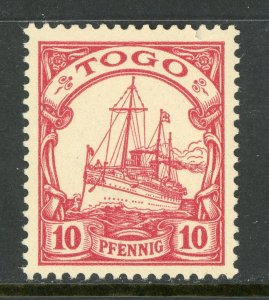 Germany 1914 Togo 10pf Carmine Yacht Unwmk Scott # 9 MNH F390