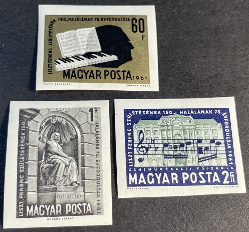 HUNGARY # 1413-1415-MINT/HINGED--COMPLETE SET--IMPERF AS ISSUED--1961