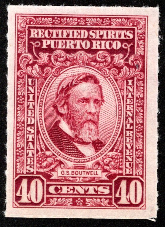 Scott RE43, Puerto Rico, 40c, deep claret, Rectified Spirits, MNH, NGAI, Revenue