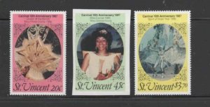 ST. VINCENT #1001-1004 1987 CARNIVAL, 10TH ANNIV, MINT VF NH O.G