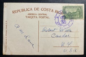 1930 Costa Rica Picture Postcard Cover To Condor NY USA Piuta Ocean Bathing 