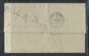 BRAZIL  COVER  (PP2909BB) 1871 GB QV 1/- PL 5 INCOMING TO RIO, ARRIVAL B/S