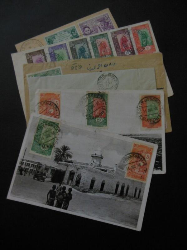 SOMALI COAST : Very interesting group of 3 covers & 3 Post Cards.