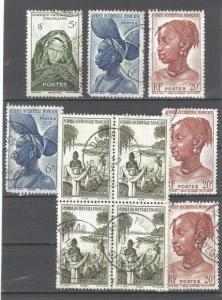 French West Africa 1947,6 Stamps+ Block 54,Sc 49-50,53-54,Postmark USED (FC-5)