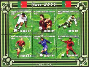 Mozambique 2001 Football Soccer Euro 2000 Portugal Players Sheet MNH