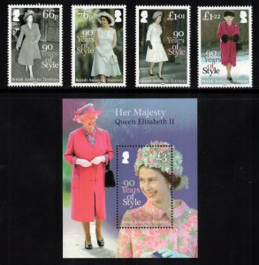 BRITISH ANTARCTIC 2016 Elizabeth II 90th Birthday; Scott 507-11, SG 680-84; MNH