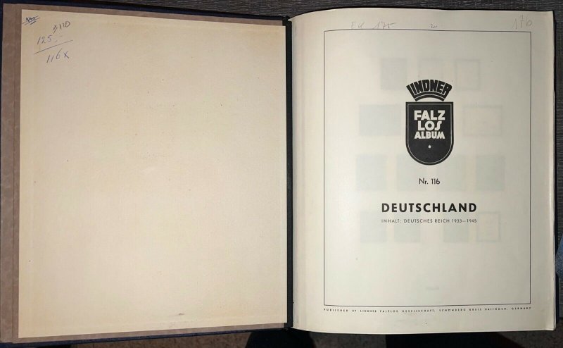 Used Classic Germany Lindner Falzlos Stamp Album WWII Deutsches Reich 1933-1945 