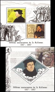 BENIN 2017 REFORMATION LUTHER CALVIN ZWINGLI [#1723P]