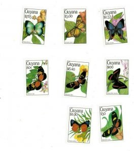 Guyana 1991 - Butterflies - Set of 8 stamps - Scott #2332-9 - MNH