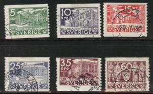 SWEDEN Scott 242-247 used 1935 p10 coil stamps CV$6