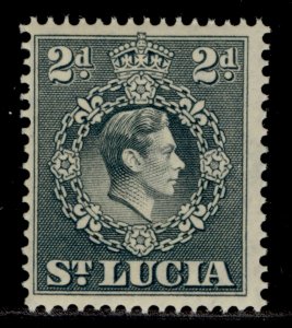 ST. LUCIA GVI SG131, 2d grey, NH MINT. PERF 14½ X 14