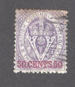 Canada BRITISH COLUMBIA # 17 USED 5O CENTS OVERPRINT PERF 12 1/2 BS27095