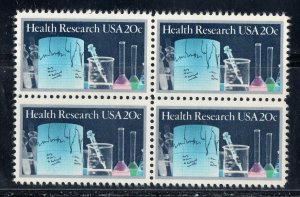 1984 Health Research Block Of 4 20c Postage Stamps, Sc# 2087, MNH, OG