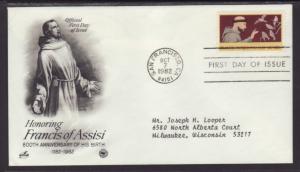 US Francis of Assisi 1982 PCS Typed FDC BIN