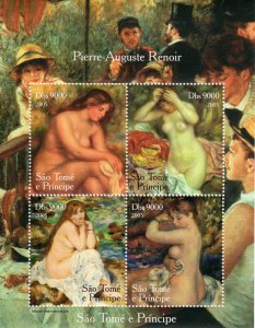 Sao Tome and Principe 2005 Nudes by Renoir Sheetlet #2 (4) Perforated MNH