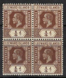 LEEWARD ISLANDS SG46 1912 ¼d BROWN MTD MINT BLOCK OF 4 