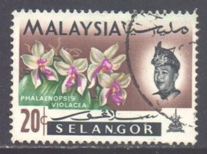 Malaya Selangor Scott 92 - SG142, 1965 Flowers 20c used