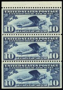 C10a, Mint 10¢ Lindbergh Superb NH GEM - Remarkable Booklet Pane - Stuart Katz