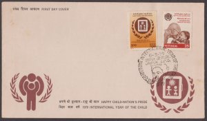INDIA - 1979 INTERNATIONAL YEAR OF THE CHILD - 2V - FDC JAIPUR CANCL.