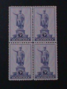 ​UNITED STATES-1937 SC#797 STATUE OF KAMEHAMEHA I:-MNH-BLOCK -VF-87-YEARS OLD