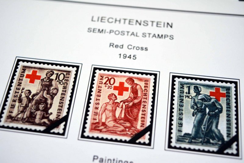 COLOR PRINTED LIECHTENSTEIN 1912-2010 STAMP ALBUM PAGES (166 illustrated pages)