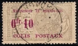 1918 Madagascar Revenue 10 Centimes Railway Parcel Post Used