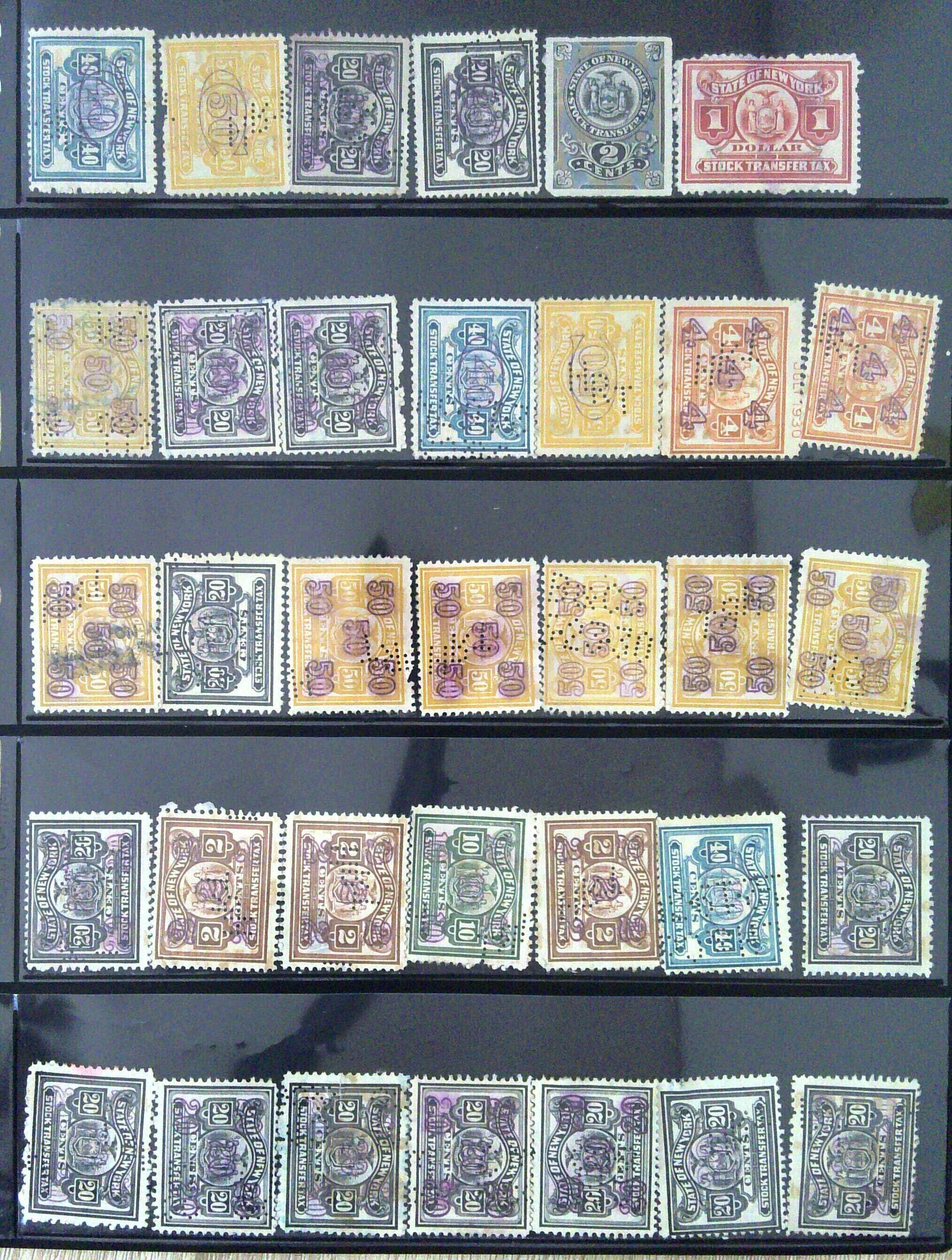 State of New York Stock Transfer Tax Stamps Lot United States