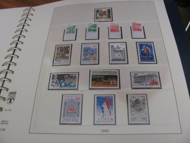 FRANCE MNH 1994-2000 LINDNER ALBUM COMPLETE W/SS &  BOOKLETS (95)