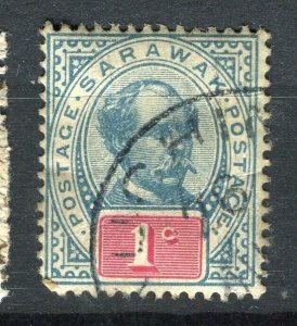 SARAWAK; 1890s early classic C. Brooke issue used 1c. value