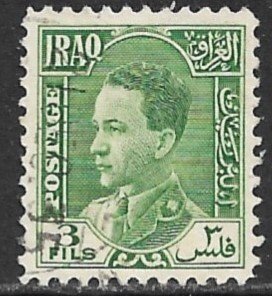 IRAQ 1934-38 3f Green KING FAISAL II Portrait Issue Sc 63 SG 174 VFU