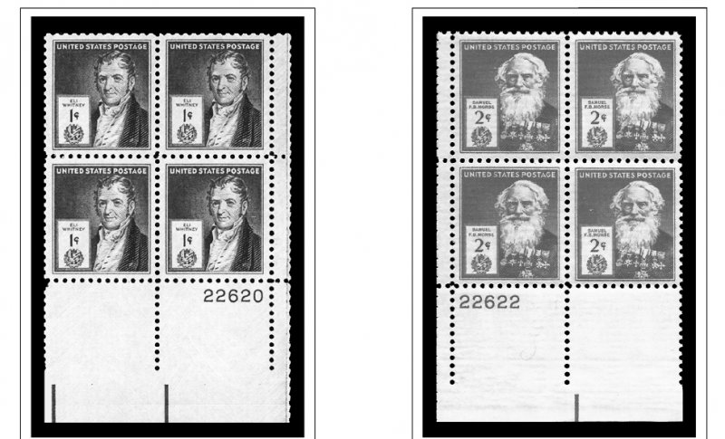US 1940-1949 PLATE BLOCKS STAMP ALBUM PAGES (45 PDF b&w illustrated pages)