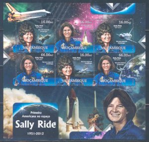 MOZAMBIQUE 2012  'SALLY RIDE THE 1st FEMALE US ASTRONAUT'  SHEET MINT NH