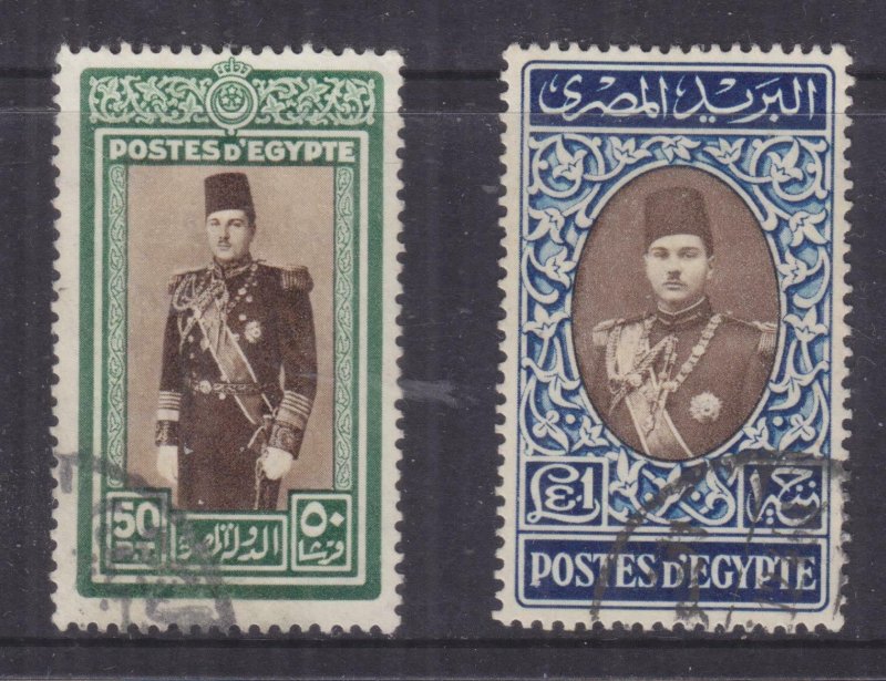 EGYPT, 1939 King Farouk 50p. & One Pound, used.