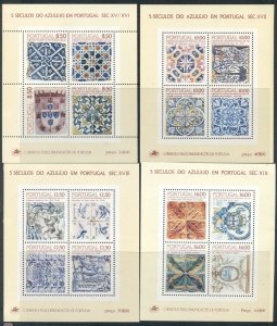 PORTUGAL: 5 Souvenir Sheets; Tiles, NATO, Sc 1497b 1531b 1566b 1796b, 1422a