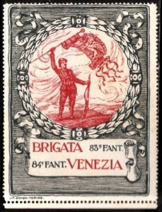 1914 Italy WW I Poster Stamp 83rd Infantry Brigade, 84th Infantry Brigade Venice