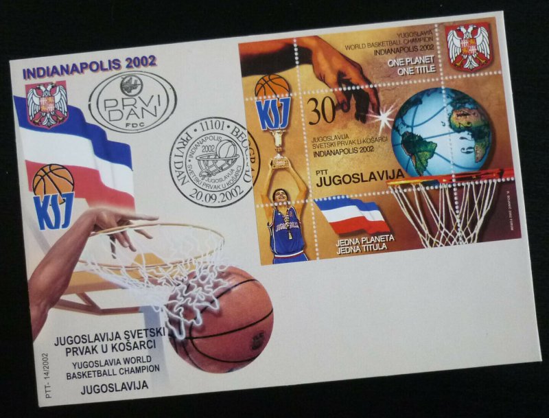 Yugoslavia 2002. Fd Cancel - Cover - World Basketball Champion Sport USA 2