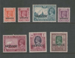 Burma 1946 Sc O32-O35,O38-9,O41 MH/MNH