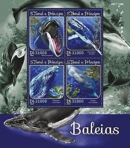 2016 S.Tome&Principe - Whales. Michel Code: 6641-6644  |  Scott Code: 3097