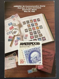 1985 Ameripex '86 Stamp First Day Ceremony Program Sc# 2145